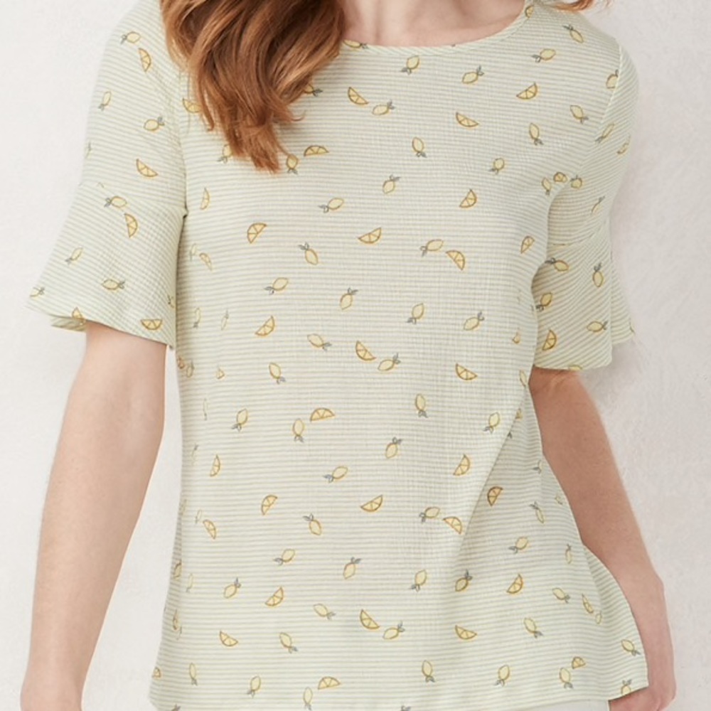 LC Lauren Conrad Crew neck Bell Sleeve Shirt